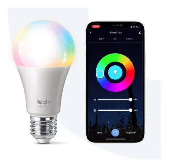Lâmpada LED 10W RGB Inteligente Wi-Fi Smart Color — Elgin Bivolt E27