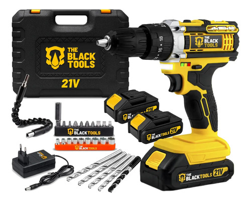 Parafusadeira Furadeira de Impacto The Black Tools TB-21PX 2 Baterias com Maleta