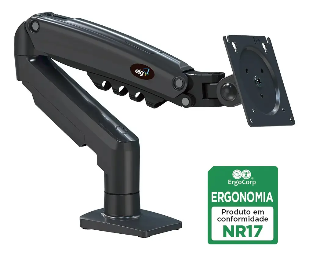Suporte Articulado de Mesa para Monitor 17 a 35 Polegadas até 9kg com Pistão a Gás ELG F80N